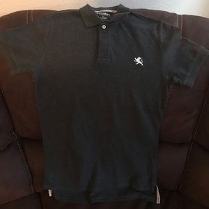 Express heather gray fitted size small pique polo